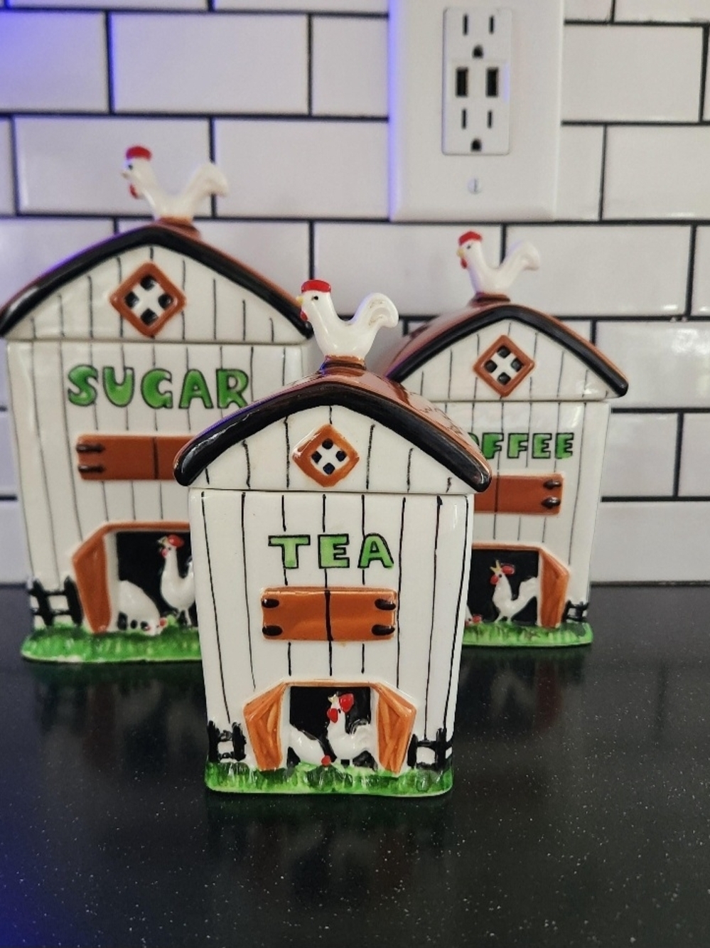 Vintage Yona Original Chicken Coop canister set 1950s